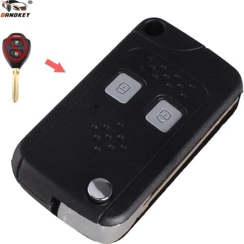 DANDKEY Modified Folding Flip Remote Key Shell Case Fob 2 Button For For Toyota Corolla RAV4 Toy43 Blade Free Shipping