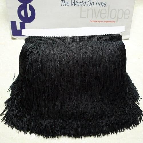 10 Meters 15cm 6" Long Black Color Latin Dress Tassel Fringe
