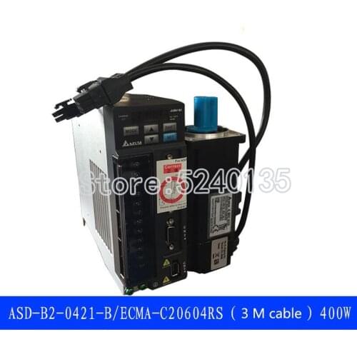 ECMA-C20604RS+ASD-B2-0421-B DELTA 400w 3000rpm 1.27N.m ASDA-B2 60mm AC servo motor driver kit with 3m Cable