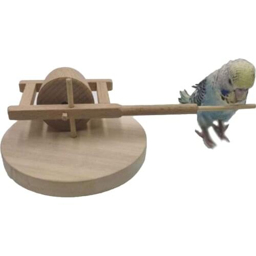 Parrot Toy Mini Wooden Quern Bird Trick Training Toys Educational Interactive Push Mill for Parakeet Cockatiel Conure Lovebird