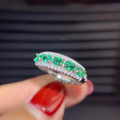 Emerald ring Free shipping Natrual real emerald 925 sterling silver gemstone Fine jewelry