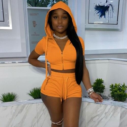 Hoodies Shorts Set for Women Two Piece Set Crop Tops Casual Sporty Drawstring Shorts Sweat Suits 2 Piece Sets Outfits Tracksuit