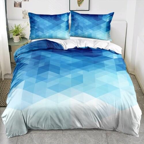 Geometric Design King Duvet Cover Bedding Sets Full Bed Linen Sets Queen Quilt Covers Pillowcases 220x240cm Size Blue Hexagons