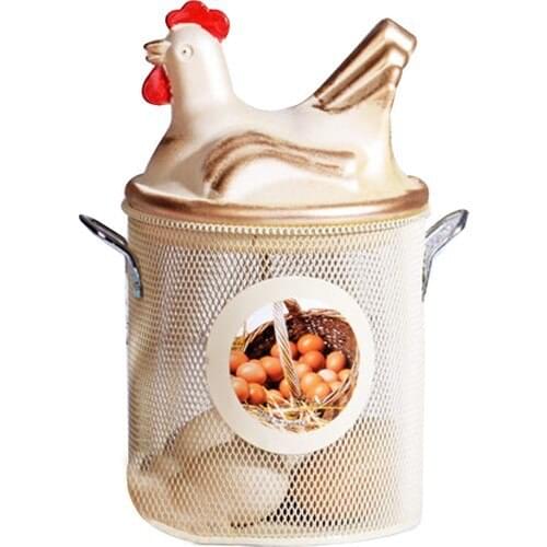 Kosova Chicken Figured Cream Color Wire Egg Basket