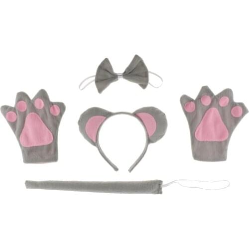 1 Set Animal Cosplay Costume Mouse Headband Tails Tails Bow Skirt Fancy Dress Zoo for Children Costumes Accessories