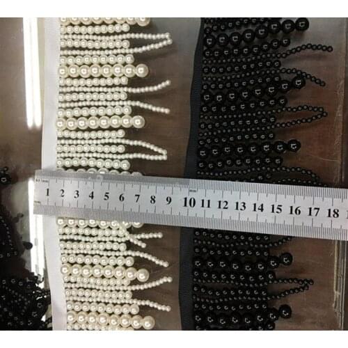 Beautiful long pearl fringe beaded lace garment accessory for bridal wedding dress decoration shoes ornaments