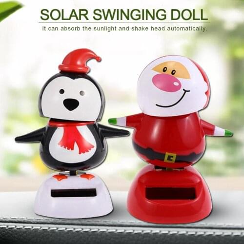 Solar Shaking Head Doll Solar Swinging Santa Car Decoration Cartoon Car Doll Car Interior Kids Toys Gift Snowman Penguin
