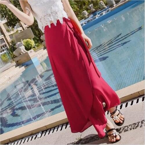 Women Summer Chiffon Beach Long Skirts Bohemian Solid Simple Maxi Skirts One Piece Split Skirt Plus Size Vestidos m-7xl 8xl