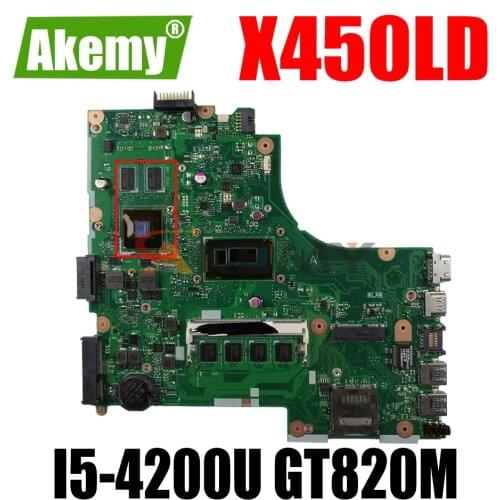 AKEMY X450LD Laptop Motherboard For ASUS X450LD X450LC X450LB X450L Original Mainboard 4GB-RAM I5-4200U GT820M LVDS