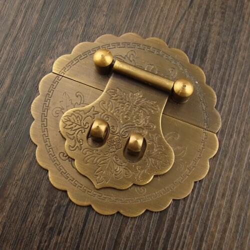1Pc Antique Copper Furniture Hardware Trunk Handle Box Hasp Latch Jewelry Chest Box Padlock Locking Buckle Hasp Lock Latch Brass
