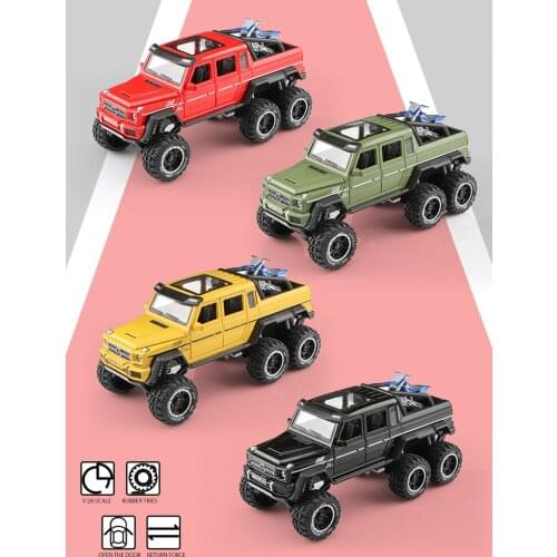 1:28 Six-Wheeled Pickup Truck Simulation Alloy Car Boy Die-Casting Pull Back Model Car New Haodi Big G Collection Gift Model