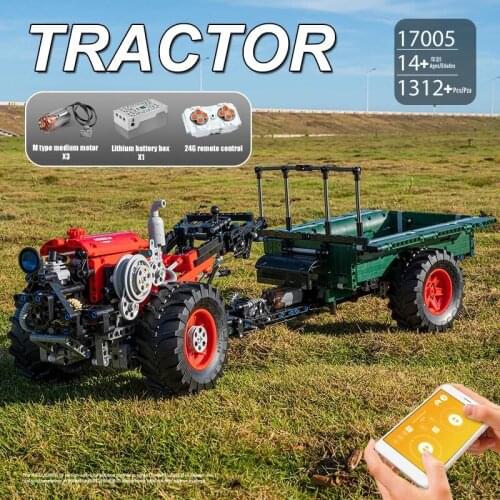 MOULD KING The Motorized Tractor Building Blocks Model RC High-Tech Car Assembly Bricks Puzzle Toys Kid Birthday Gifts