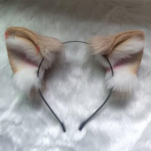 New Brown Purple Cat Ears Hair Hoop Headwear Tail Hand Made Work For KC Cosplay Party Game Costume Accessories Custom Made