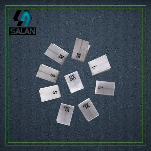 Wholesale Stock garment satin fabric number size labels for clothing sewing tags Custom clothing woven Size tags free shipping