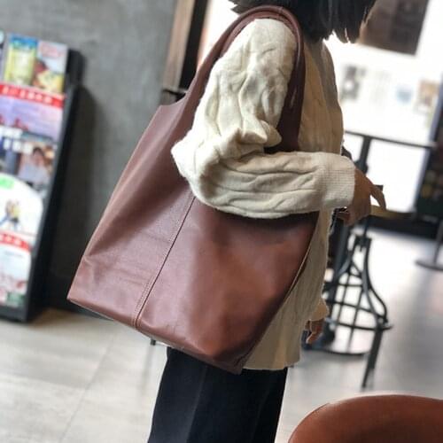 Casual high-quality natural real cowhide ladies one-shoulder portable tote bag daily large-capacity soft leather shopping bag