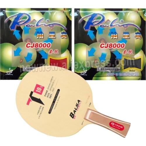 Pro Table Tennis Combo Paddle Racket: Yinhe T-10s blade with 2 Pcs Palio CJ8000 (H40-42) rubbers Shakehand Long Handle FL