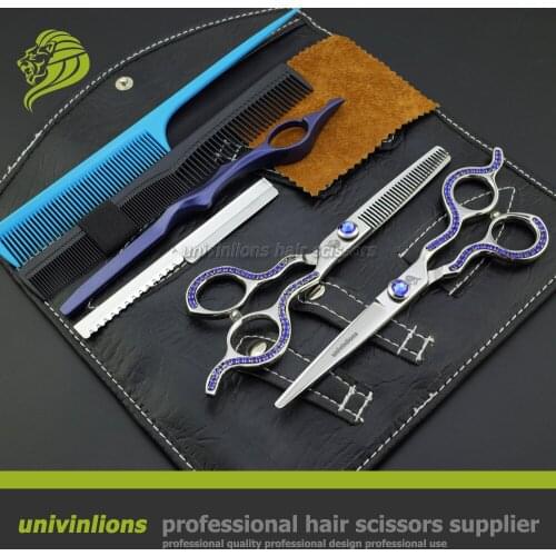 6.0" professional haircut scissors hairdressing kits hot salon shears titanium hair scissors pinking for barber scissors japan