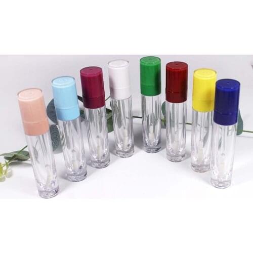 8ml new transparent plastic lip gloss tube cosmetics with pink blue lid lip gloss magic wand lipstick container