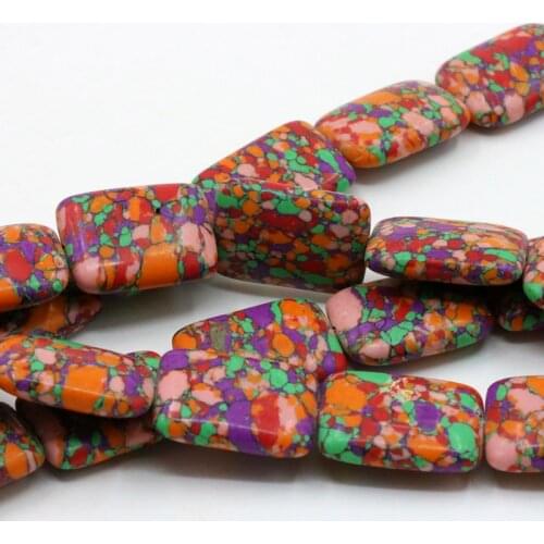 Rectangular Multicolor Turkey stone loose beads 13X18mm 15" 2 piece/lot DIY women jewelry making design