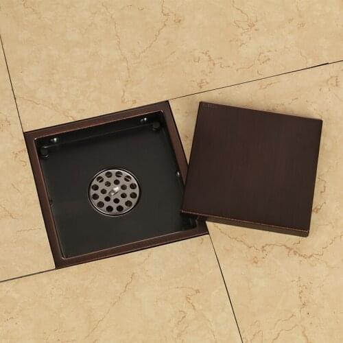 150 x 150mm Antique color stainless steel square anti-odor floor drain bathroom invisible Red bronze shower drain-2205