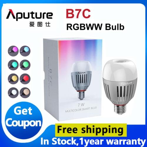 Aputure B7C 7W RGBWW LED Smart Bulb CRI 2000K-10000K Adjustable 0-100% Stepless Dimming App Control Photography lights