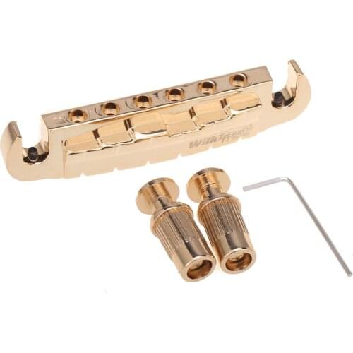 Wilkinson 52mm(2-3/64 inch) String Spacing Pre-set Wraparound Bridge for Gibson/Epiphone Les Paul Style Guitar, Gold
