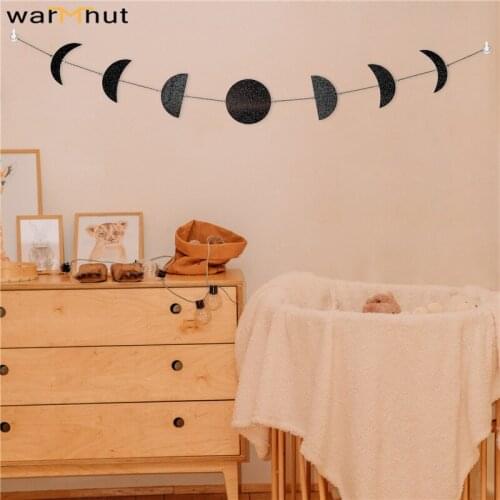 WarmHut Moon Phase Wall Hanging Acrylic Boho Home Chic Moon Garland Decor with Metal Chain Hanging Ornaments for Bedroom Office