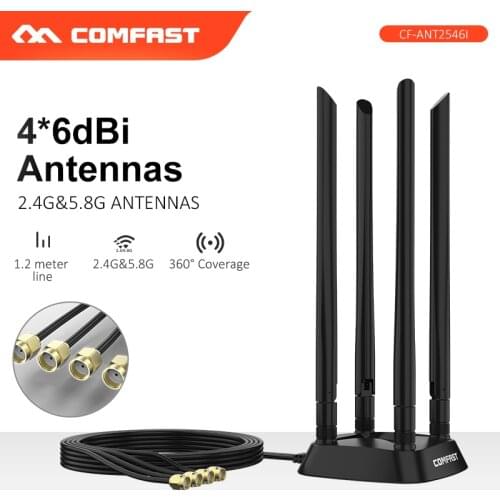 High Gain Omnidirectional 360 degree Powerful SMA antenna Dual Band 2.4+5 Ghz base antenna for wireless router / network card