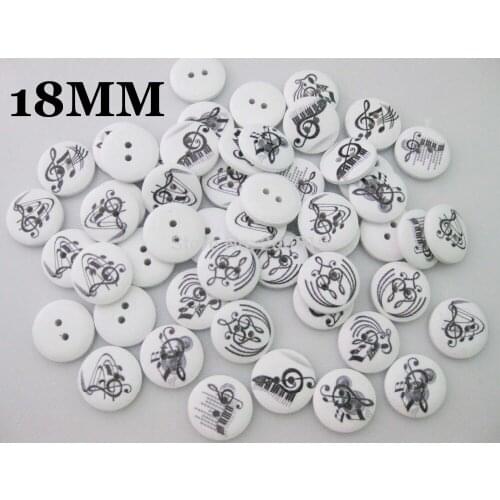 WB0174 Round wood button 18mm Dia Printed Musical Note 180pcs/lot mixed wooden buttons for garment