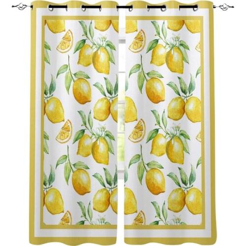 Yellow Lemon Fruit White Window Curtains Living Room Bedroom Kitchen Curtain For Children Drapes Window Treatment