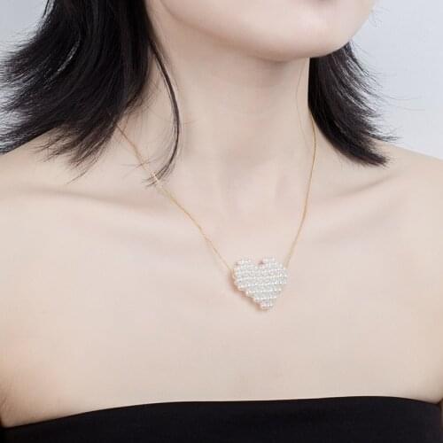 Pearl Pendant Necklace For Women NEW Fashion Cute Gold Chain Heart Pearl Choker Necklace Female Jewelry Wedding Girlfriend Gift