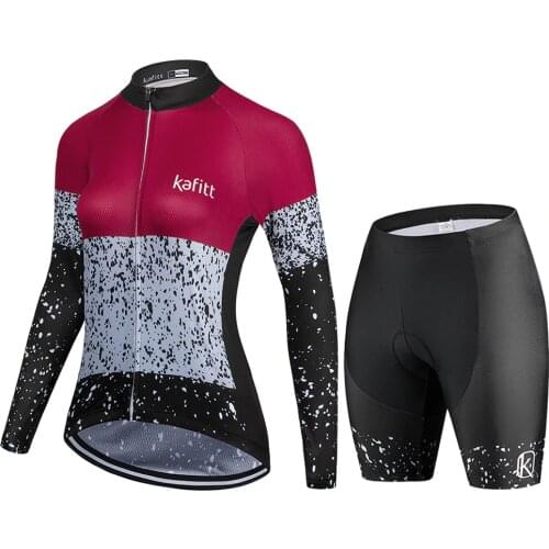Kafitt Women Cycling Clothing 2021 Set Shirt For Female Cyclist Summer Long Sleeve Jersey Bike Blouse Shorts GEL Liner Ciclismo
