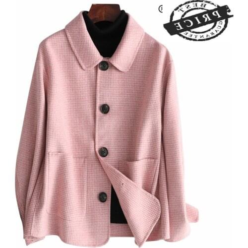Autumn Winter Coat Women a0% Wool Coat Female Long Jackets Korean Spring Sided Woolen Clothes Pink Overcoat Abrigo 2aa003