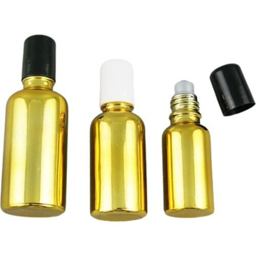200 x Refillable High Quality 5ml 10ml 20ml 30ml 50ml 100ml Gold Roll on Perfume Glass Bottle 1OZ Roll-on Glass Container
