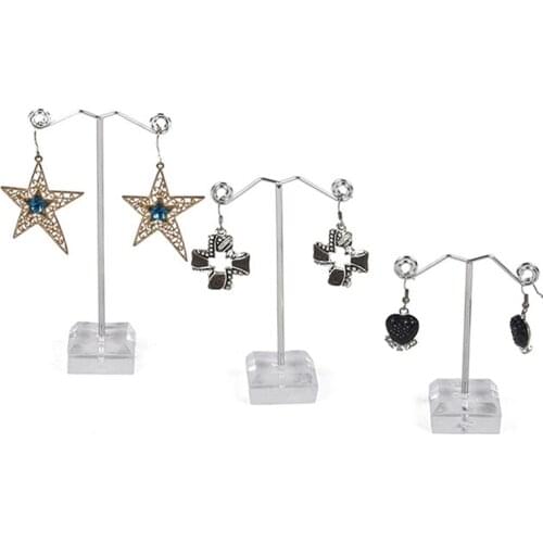 3PCS Acrylic Stud Earring Jewelry Display Rack Stand Organizer Bouches Ornament Holder Hook Hanger Counter Case
