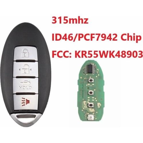 4 Buttons 315Mhz Car Remote Smart Key ID 46 Chip For Nissan Altima Maxima Murano FCCID KR55WK48903