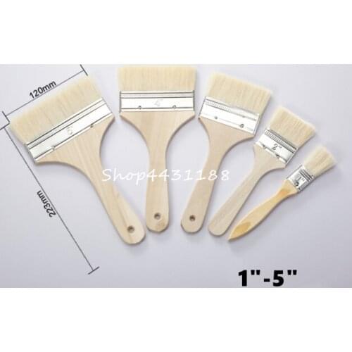 5pcs/lot 1"-5" High quality Wool+ Wooden Painting Brush Artists Acrylic Oil Painting Tool Art Supply Set Paint Tools