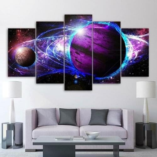 5 Pieces Wall Art Canvas Painting Cosmos Galaxy Star Energy Poster Modern Home Decor Canvas Pictures For Living Room Frame