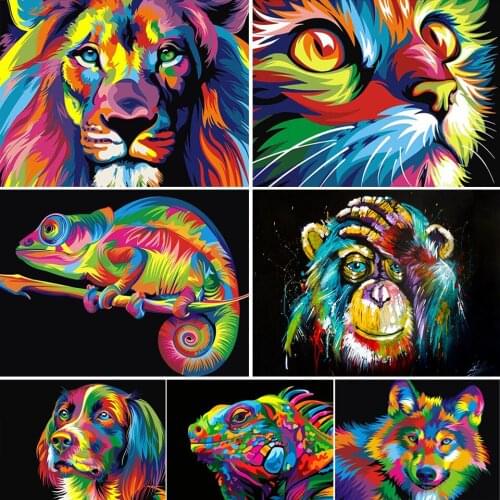 5D DIY Diamond Painting Animal Lion Tiger Cat Dog Art Picture Cross Stitch Kit Full Drill Embroidery Mosaic Home Decoration Gift