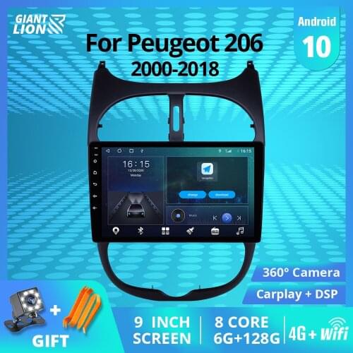 Car Radio 2 Din Android 10.0 Car Multimedia Player For Peugeot 206 2000-2018 GPS Autoradio Bluetooth Vedio DSP Stereo Receiver