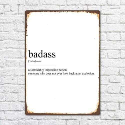 Badass Definition Vintage Retro Metal Tin Sign Metal Sign Wall Decor Fashion Art Decor Poster BIE159