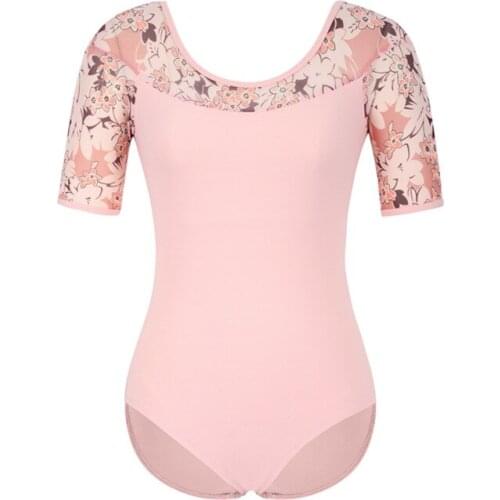 Ballet leotard women ballet dance leotard ballerina gymnastic Leotard short sleeve mesh leotard adult dance dress ballet costume