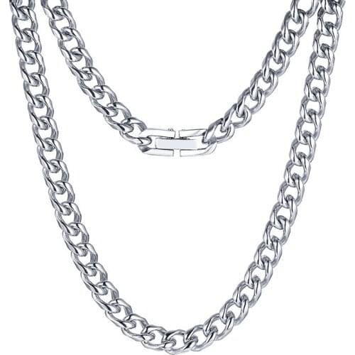 50/60cm Stainless Steel Men Necklaces Silver color Metal Single Link Chain Fashion Jewelry Punk Style