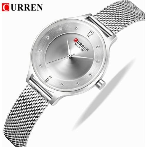 Fashion Mesh Womens Watches CURREN Ladies Dress Wristwatch With Band Female Ultra-thin Rhinestone Dial Clock Relogio Feminino