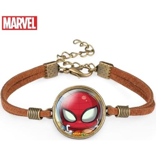 Disney Spiderman Wristand Bracelet Childrens Cartoon Marvel Gem Pendant Boys Cosplay Braided Bracelet Kids Birthday Gifts