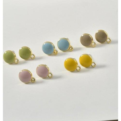 Geometric round shape 10mm alloy drop oil fashion women stud charms earrings diy jewelry pendant accessory