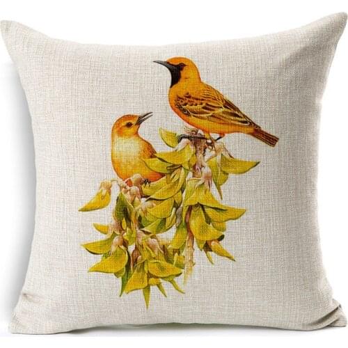 Hot Sale Pillow Covers Fresh Pastoral Floral Bird Pattern Hot Fashion 45X45CM Linen Pillow Cover\Home Decorative Linen Cushion