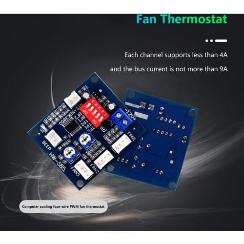 HW-585 3 Channel DC 12V PWM Speed Temperature Controller 4 Wire Computer Fan Thermostat Governor Module Board for PC Computer