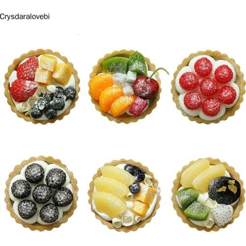 Artificial Fruit Tart Fake Dessert Clay Fruit Pie Model for Cake Store Showcase Strawberry Flans Cupcake