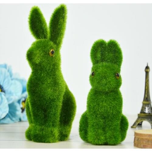 Variety Size Green Moss Rabbit Artificial Flower Plant Fake Cute Table Home Decorative Simulation Animal Photograph props